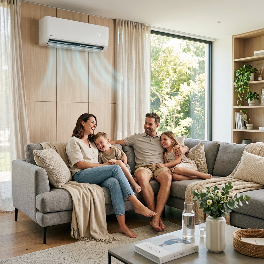Happy Family Enjoying AC
